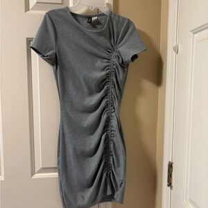 H&M Gray Ruched Mini Dress